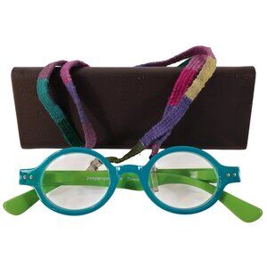 Peepers Blue and Green Reading Glasses +2.5. Glasses Strap and Case.